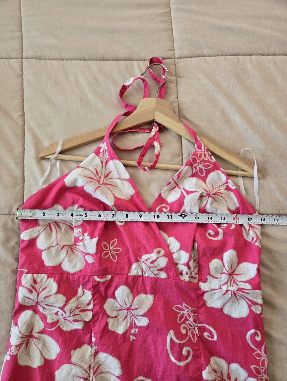 New York & Company Backless Pink Dress With White Tropical Flowers Plus Size 16 - Picture 7 of 8